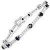 6.21 Carat Genuine Blue Sapphire and White Zircon .925 Sterling Silver Bracelet