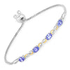 1.81 Carat Genuine Tanzanite and White Topaz .925 Sterling Silver Bracelet
