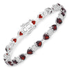 11.10 Carat Genuine Garnet and White Diamond .925 Sterling Silver Bracelet