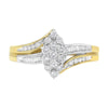 10K Yellow and White Gold 1/2 Cttw Diamond Marquise Shaped Cluster Split Shank Ring (H-I Color, SI2-I1 Clarity) - Size 7