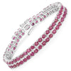 20.03 Carat Glass Filled Ruby and White Topaz .925 Sterling Silver Bracelet