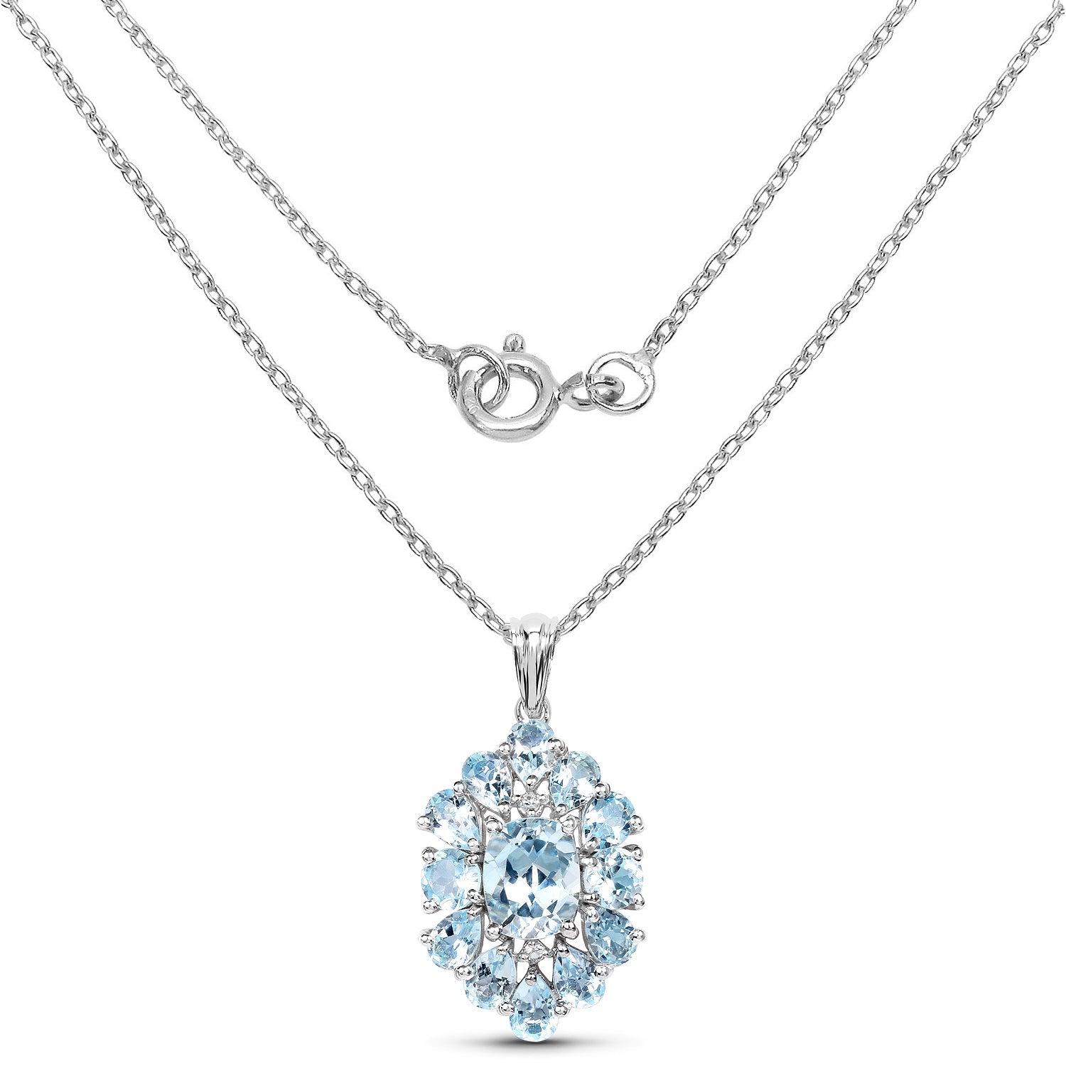 10.06 Carat Genuine Blue Topaz .925 Sterling Silver Pendant