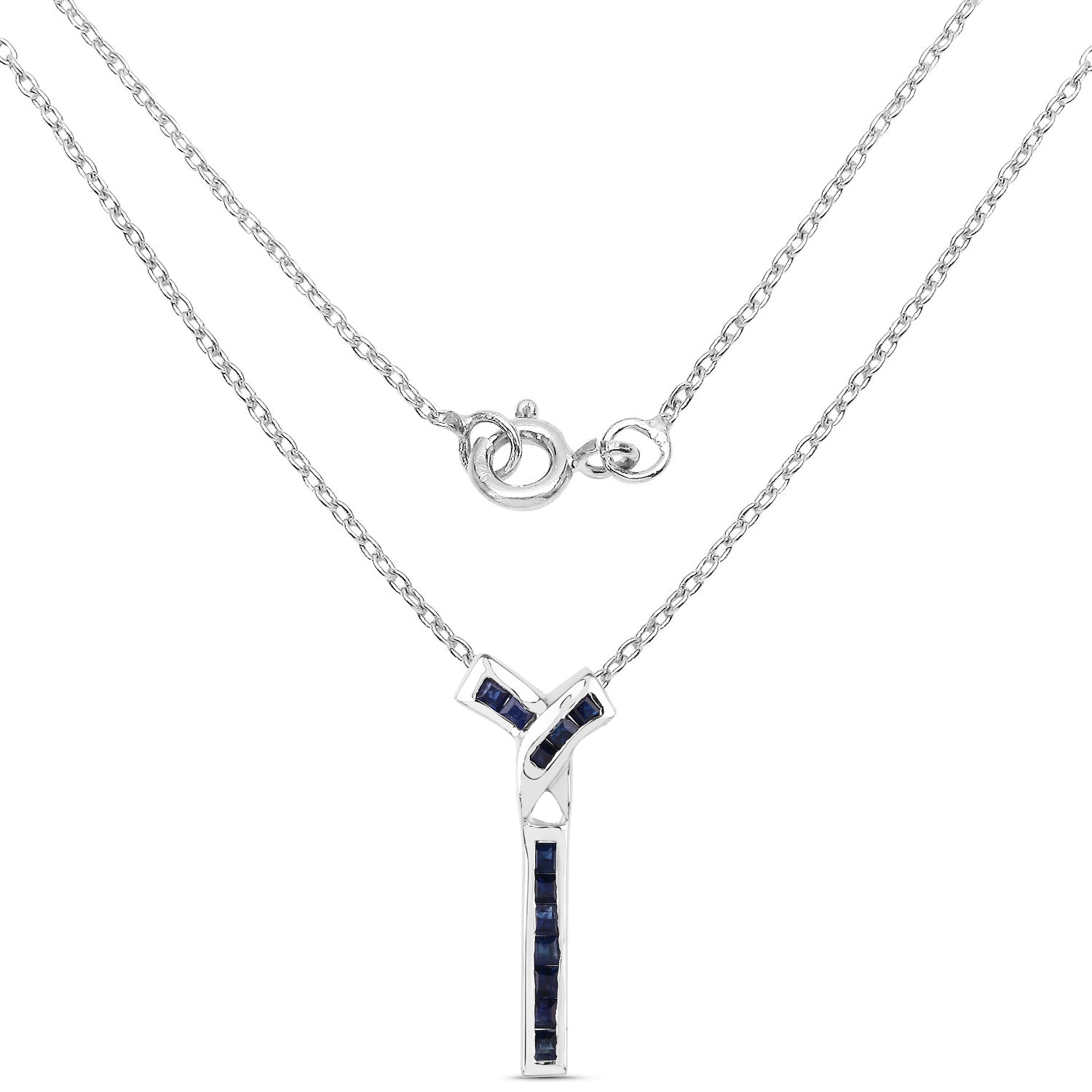 0.72 Carat Genuine Blue Sapphire .925 Sterling Silver Pendant