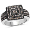 0.42 Carat Genuine Champagne Diamond .925 Sterling Silver Ring