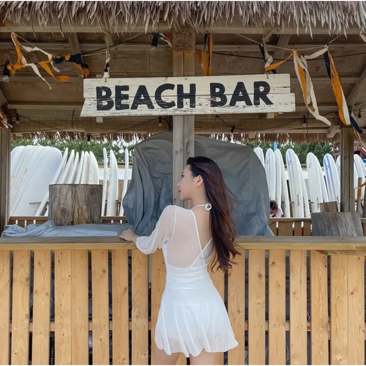 Mesh Low Cut Backless Swimsuit – Korean Beach Dress Biquinis 2025