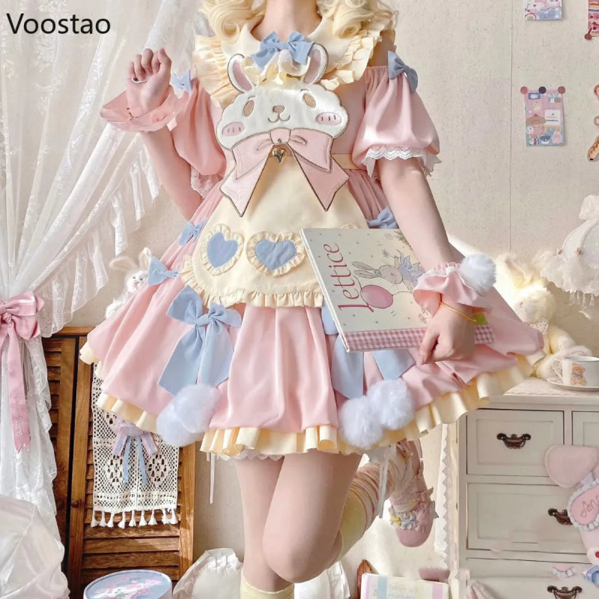 Pastel Lolita Bunny Bow Dress