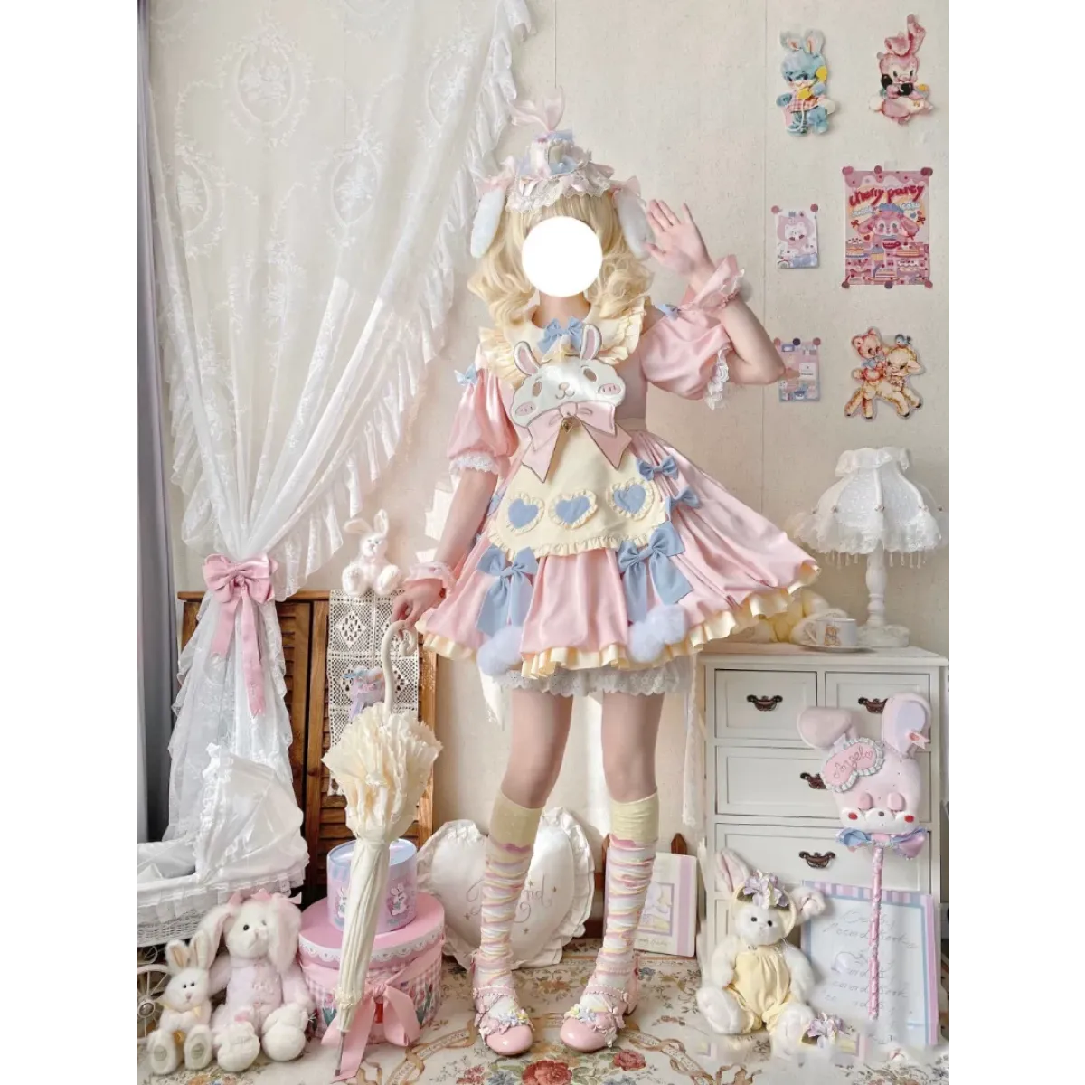 Pastel Lolita Bunny Bow Dress