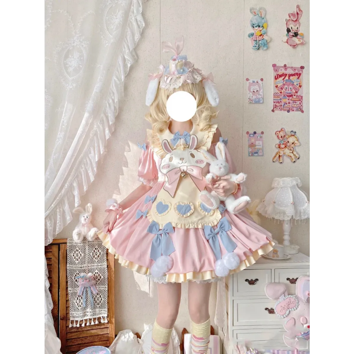 Pastel Lolita Bunny Bow Dress