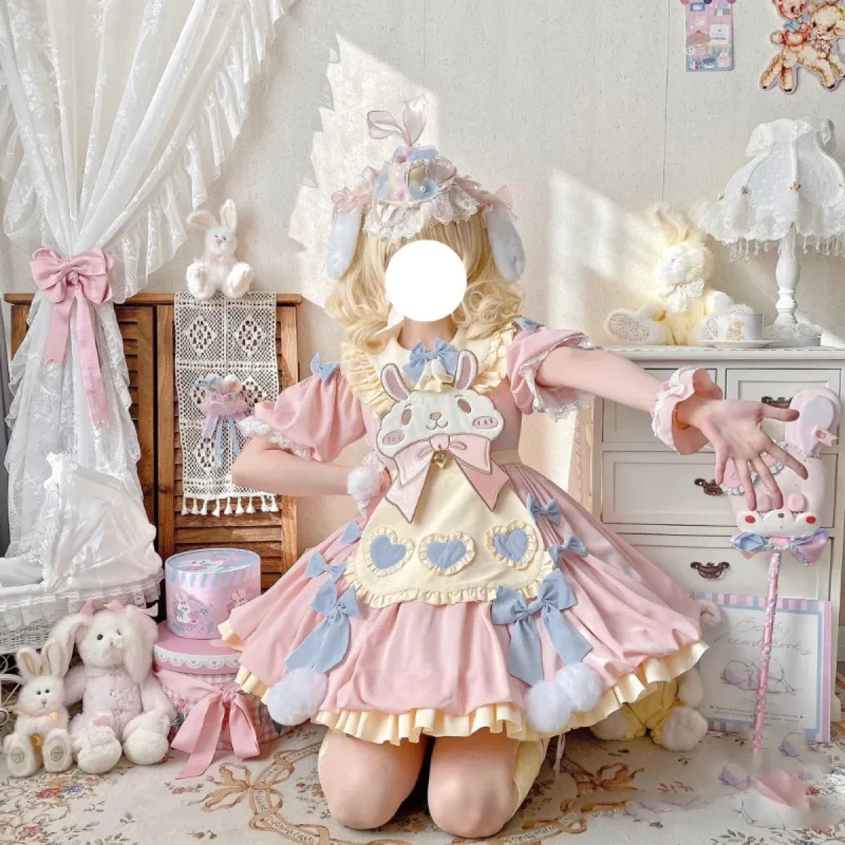 Pastel Lolita Bunny Bow Dress