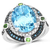 5.84 Carat Genuine Multi Stones .925 Sterling Silver Ring