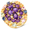 9.04 Carat Genuine Multi Stones .925 Sterling Silver Ring