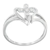 10K White Gold Diamond-Accented Cross & Open Heart Promise Fashion Ring (H-I Color, I1-I2 Clarity) - Size 7