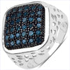 0.54 Carat Genuine Blue Diamond .925 Sterling Silver Ring