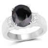 5.29 Carat Genuine Black Sapphire and White Topaz .925 Sterling Silver Ring