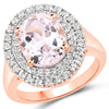 5.48 Carat Genuine Kunzite and White Topaz .925 Sterling Silver Ring