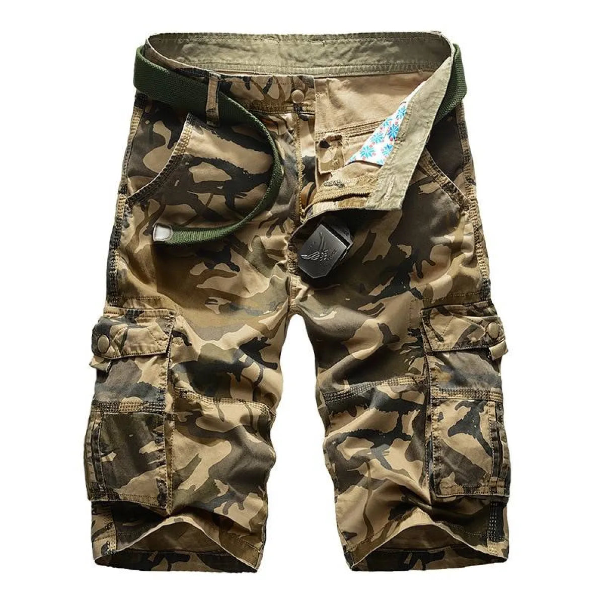 Military Camouflage Denim Cargo Shorts