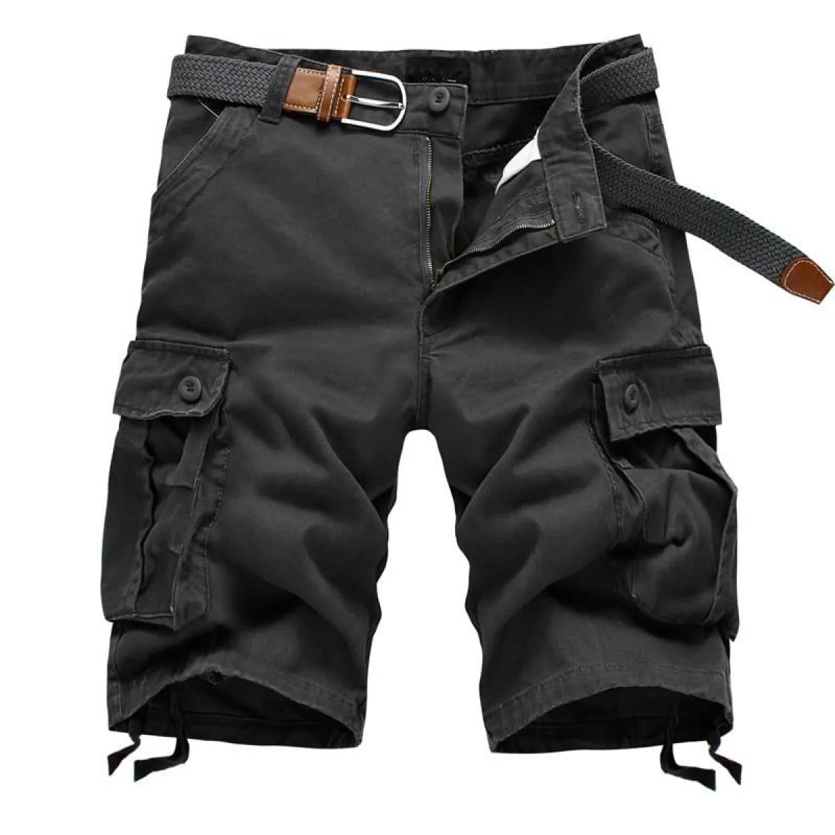 Patterned Button Cotton Cargo Trousers Shorts