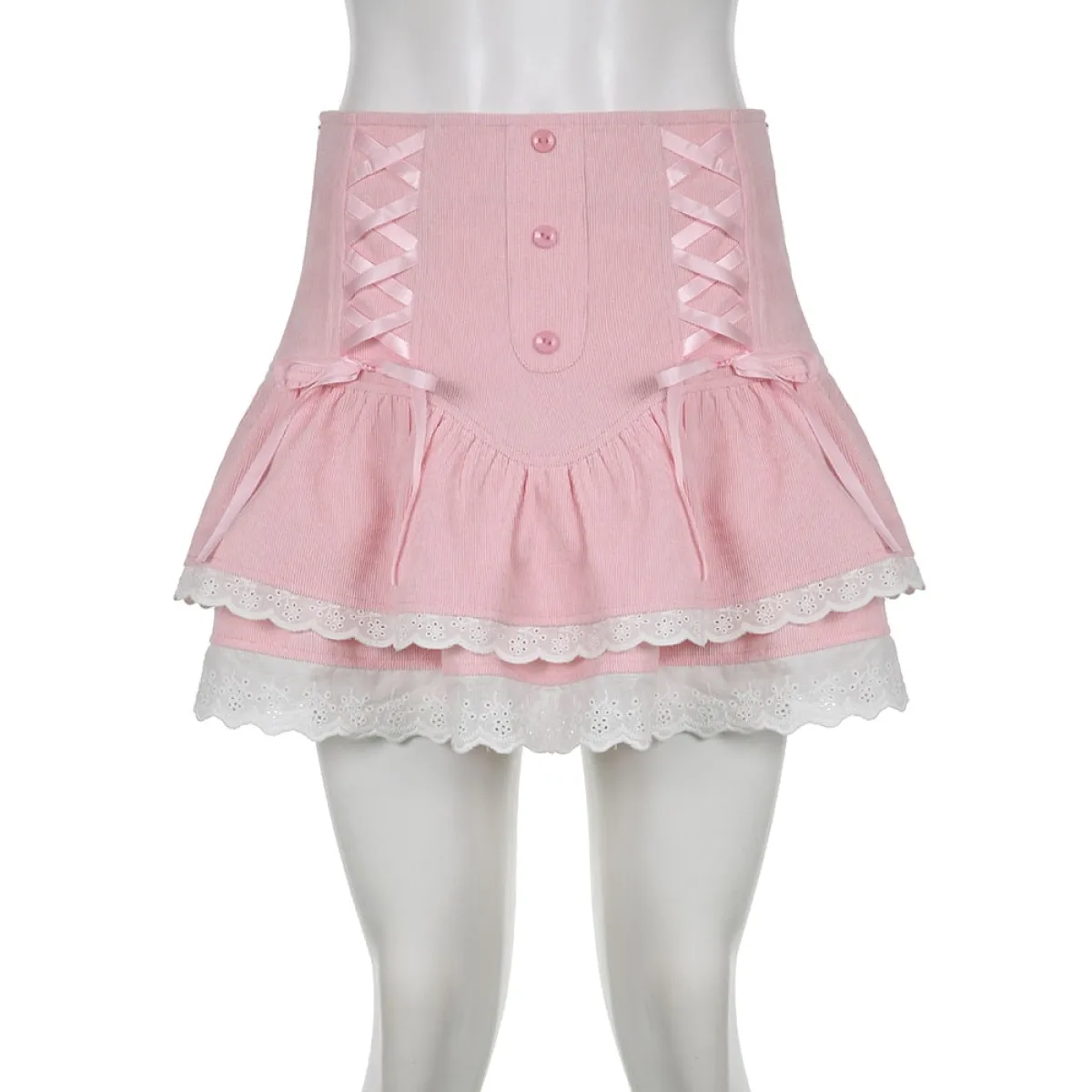 Pink Skirt With Cascading Ruffles