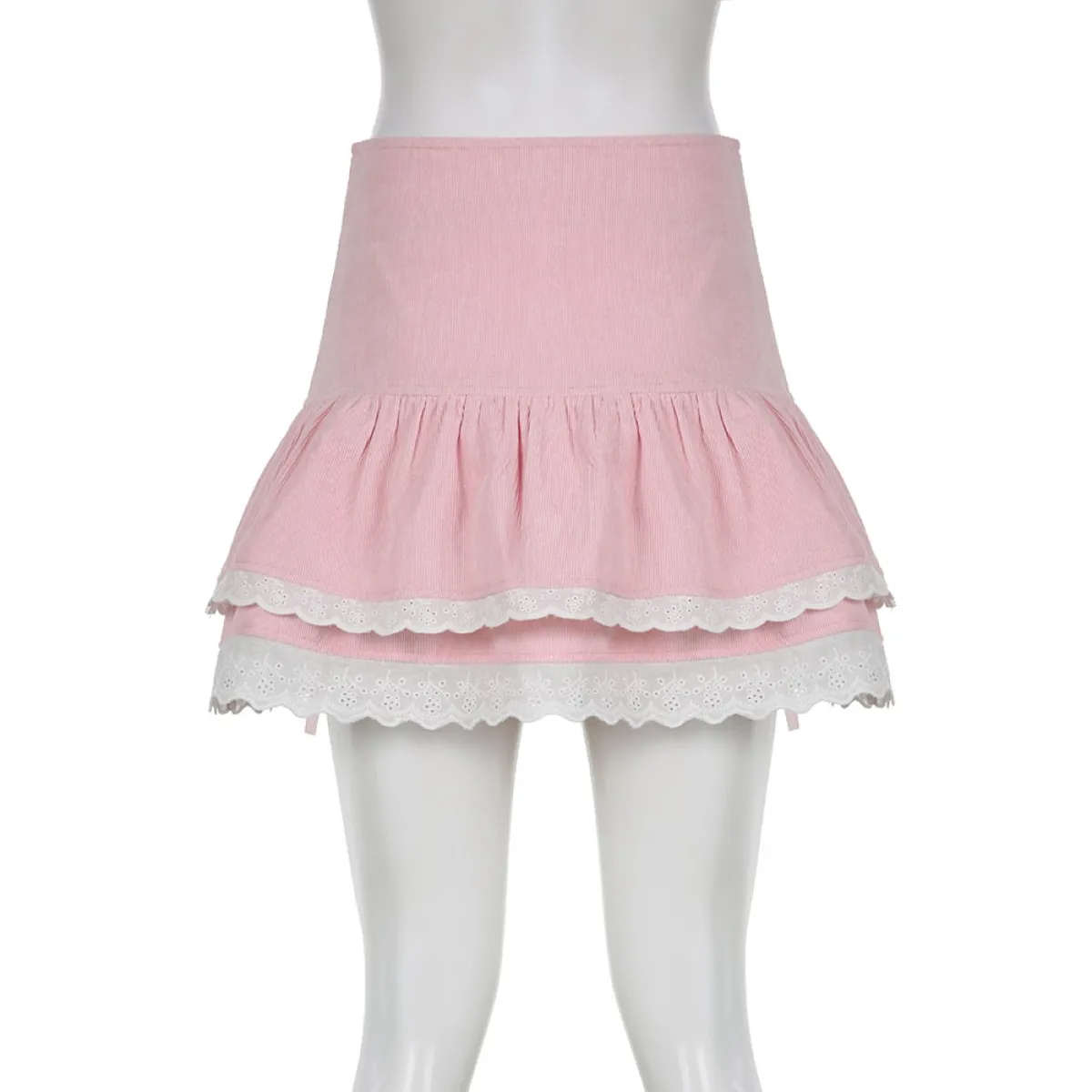 Pink Skirt With Cascading Ruffles