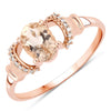 0.75 Carat Genuine Morganite and White Diamond 14K Rose Gold Ring