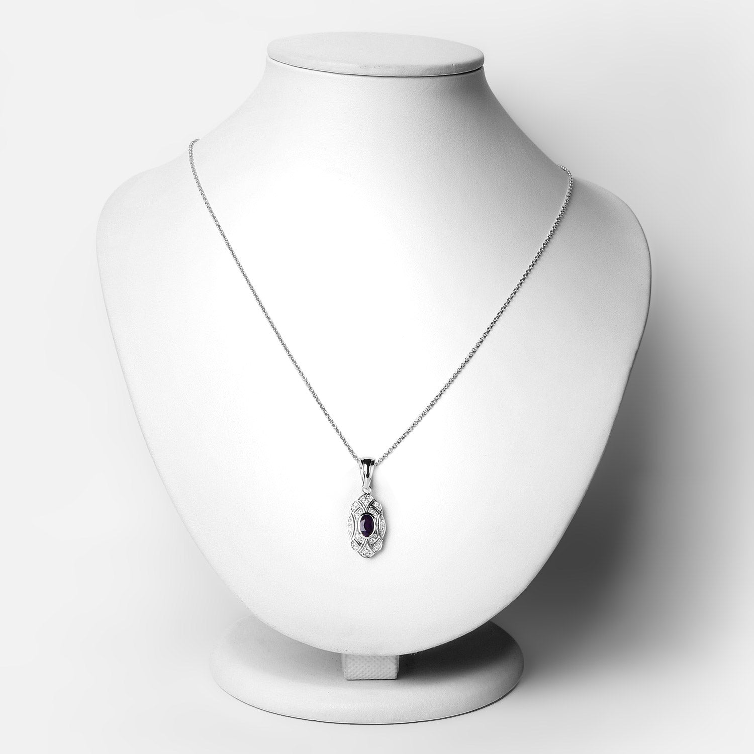 0.54 Carat Genuine Amethyst and White Topaz .925 Sterling Silver Pendant