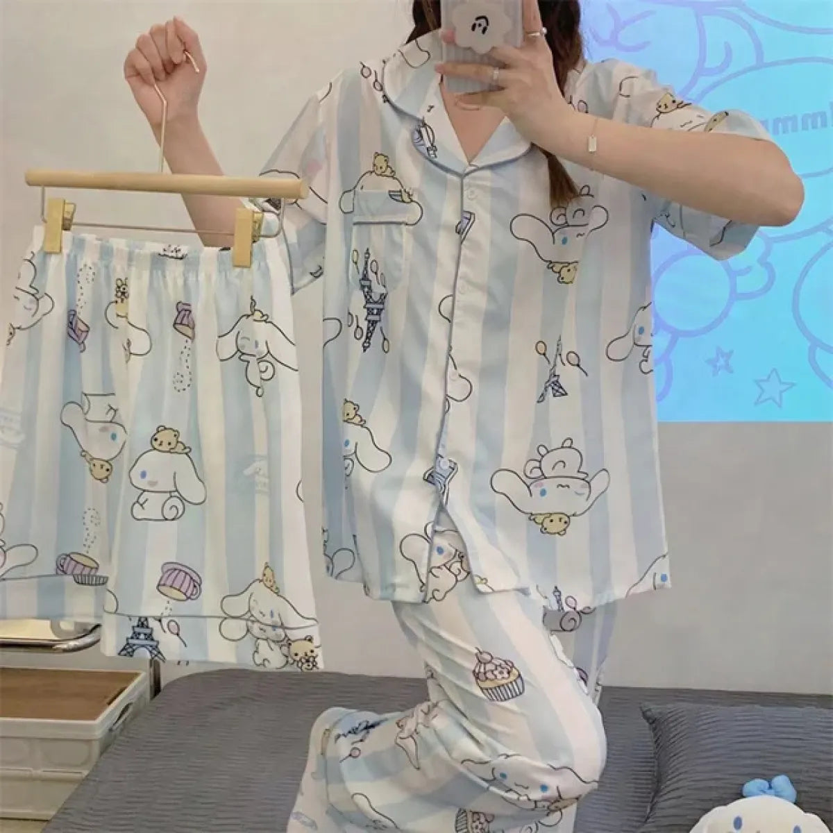 Hello Kitty Kuromi My Melody Cinnamoroll Flannel Pajamas
