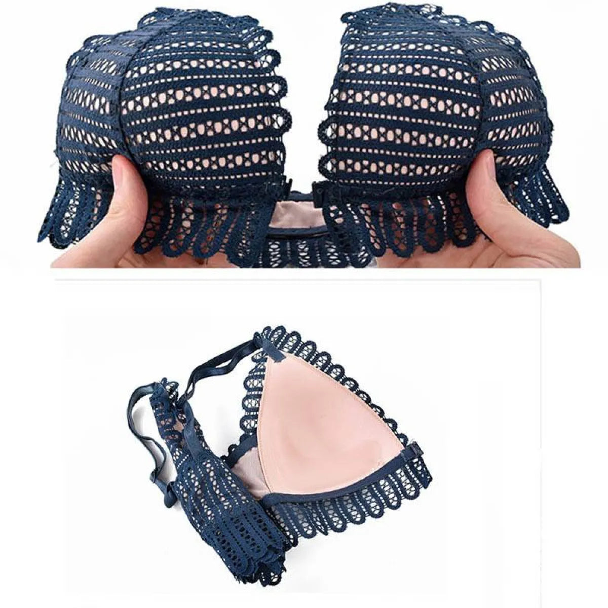 Lace Front Closure Bra With Panties Set