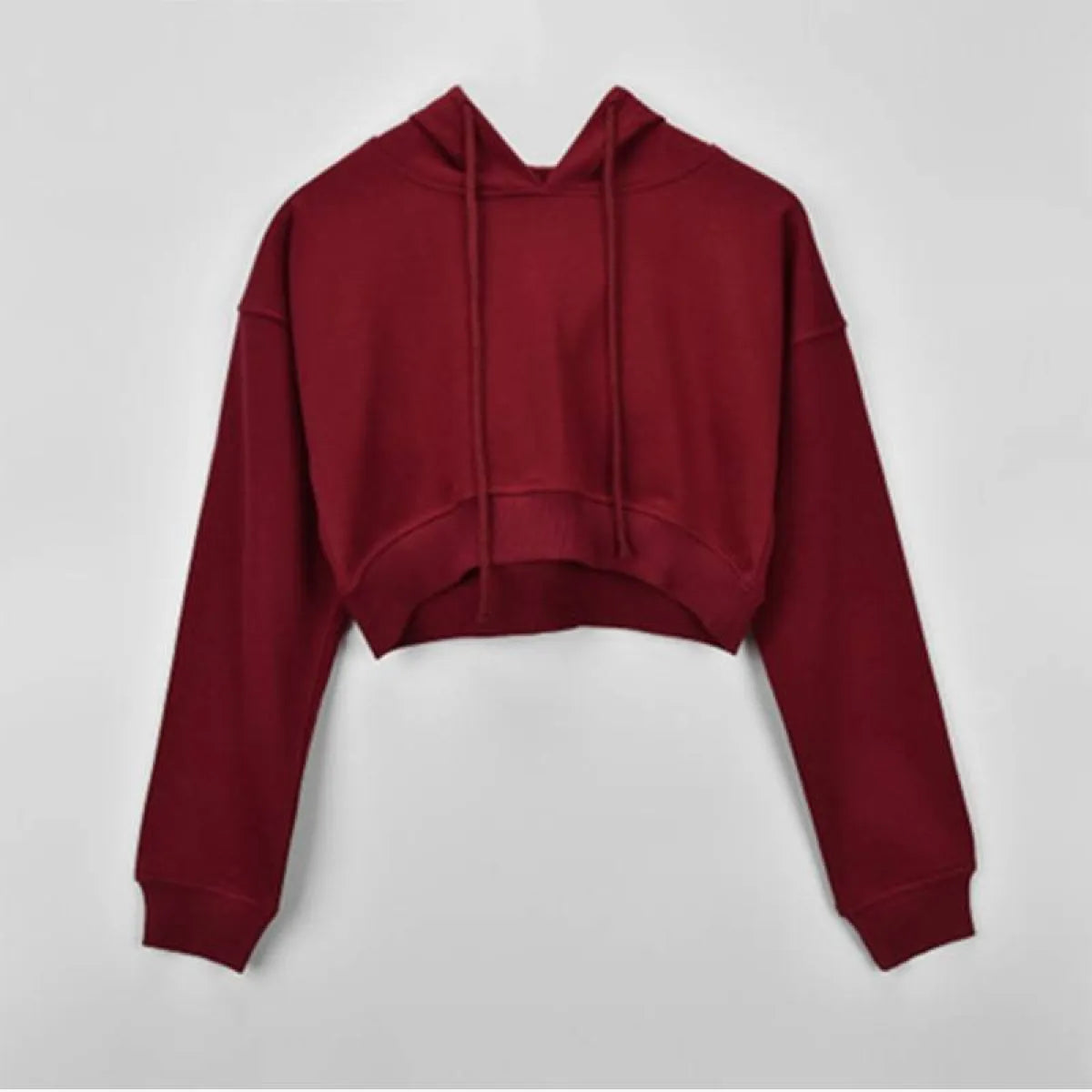 Solid Color Cropped Hoodie