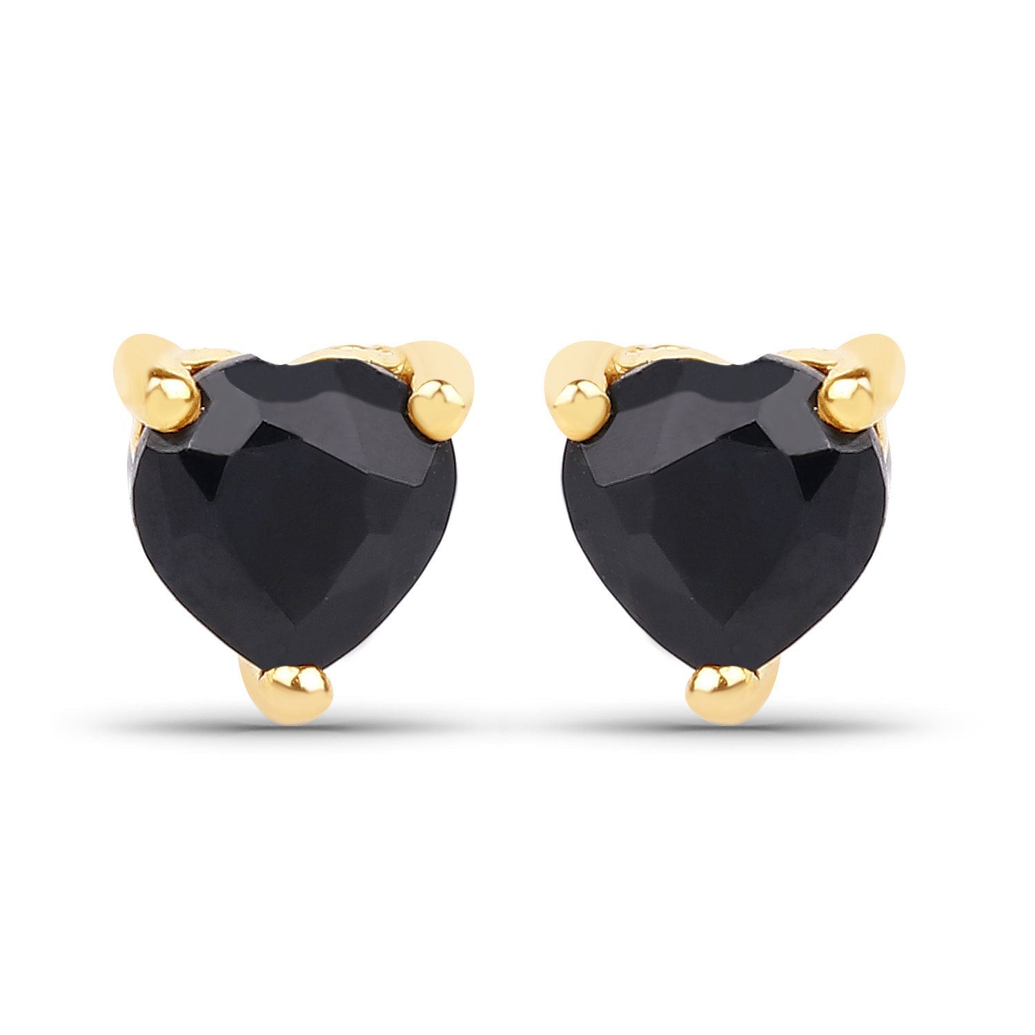 0.70 Carat Genuine Black Sapphire 14K Yellow Gold Earrings