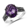 3.96 Carat Genuine Amethyst & Black Diamond .925 Sterling Silver Ring