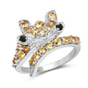 1.00 Carat Genuine Citrine & Black Spinel .925 Sterling Silver Ring