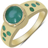 14K Yellow Gold Plated 1.55 Carat Genuine Emerald & White Diamond .925 Sterling Silver Ring
