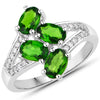 1.86 Carat Genuine Chrome Diopside and White Zircon .925 Sterling Silver Ring