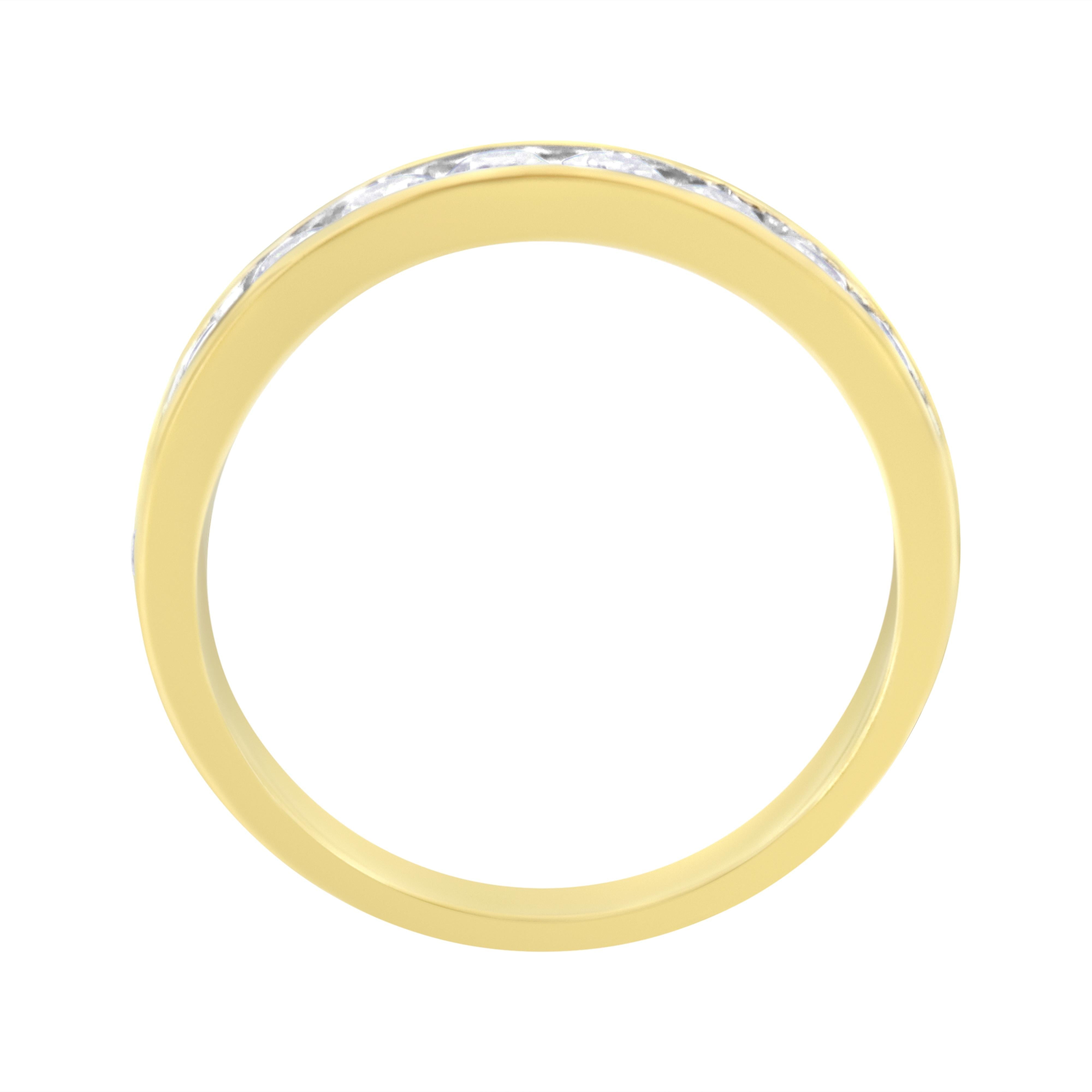 IGI Certified 18K Yellow Gold 1.0 Cttw Channel Set Round-Cut Diamond 11 Stone Anniversary/Wedding Band Ring (I-J Color, I1-I2 Clarity) - Size 9.5