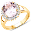 4.81 Carat Genuine Kunzite and White Zircon .925 Sterling Silver Ring