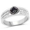 0.65 Carat Genuine Black Diamond and White Diamond .925 Sterling Silver Ring