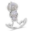 2.79 Carat Genuine Labradorite And White Topaz .925 Sterling Silver Ring