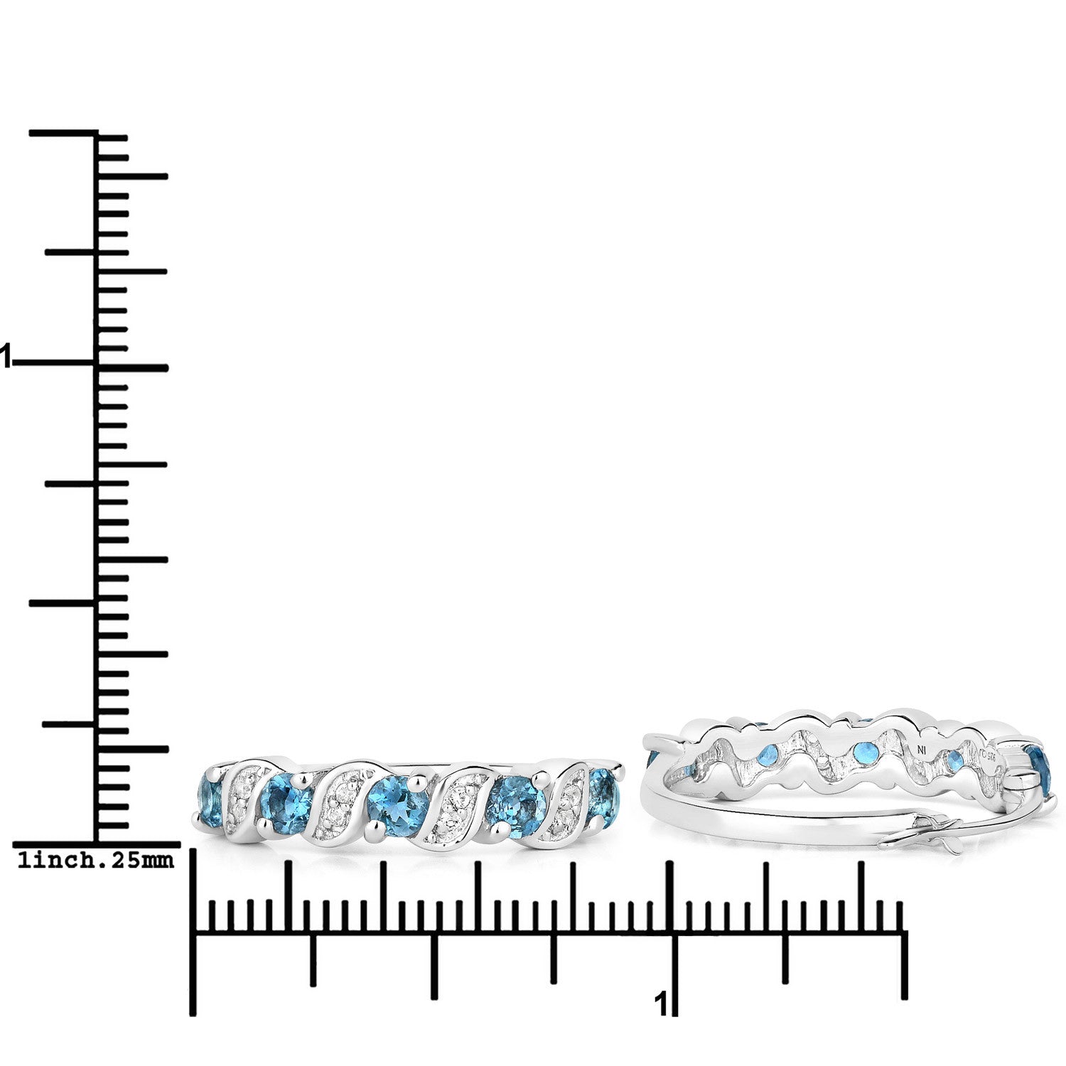 1.48 Carat Genuine London Blue Topaz and White Topaz .925 Sterling Silver Earrings