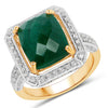 5.18 Carat Dyed Emerald and White Topaz .925 Sterling Silver Ring