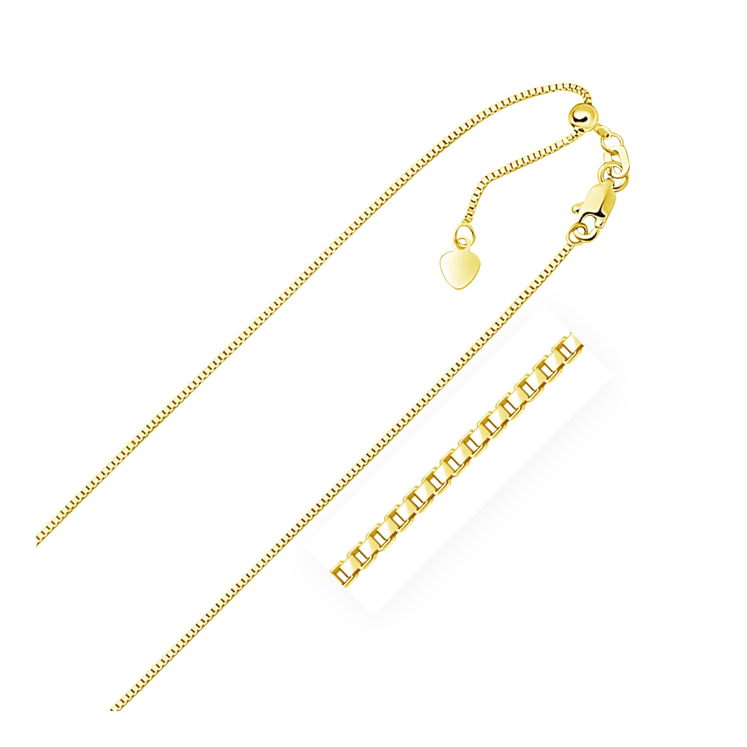 10k Yellow Gold Adjustable Box Chain 0.85mm