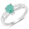 1.22 Carat Genuine Emerald and White Topaz .925 Sterling Silver Ring