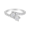 10K White Gold Two-Stone Miracle-Set Diamond Bypass Ring (1 Cttw, H-I Color, I1-I2 Clarity) - Size 6
