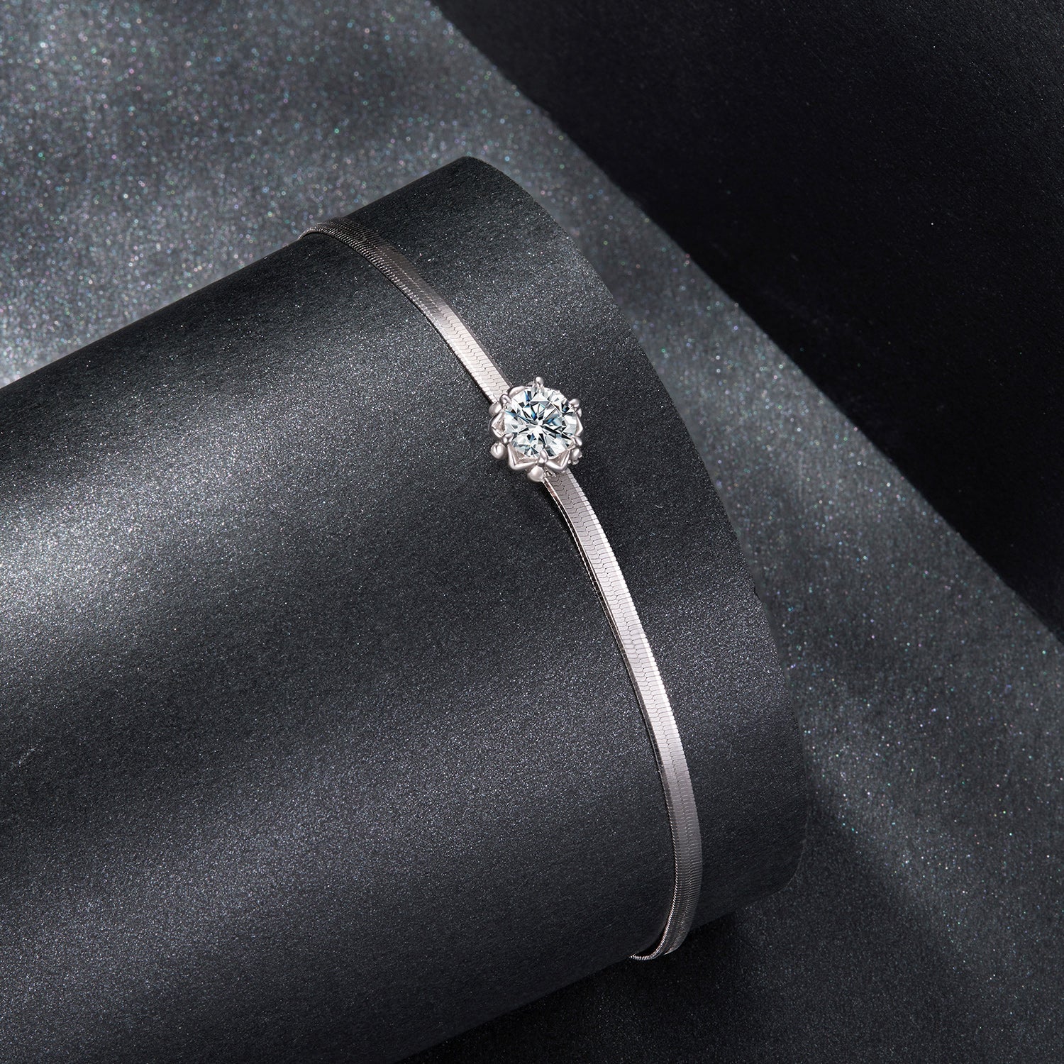 925 Sterling Silver Moissanite 0.50 Carat Bracelet with Pavé Setting and White Gold Plating for Women