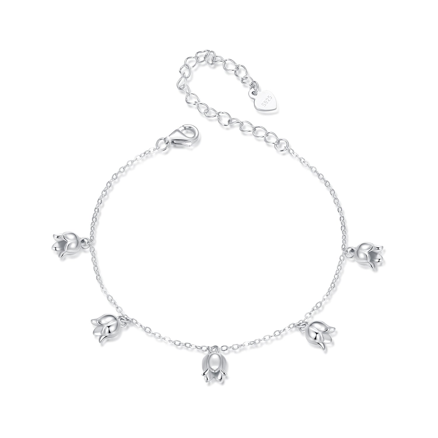 925 Sterling Silver Plated White Gold 12x41mm Pendant Bracelet