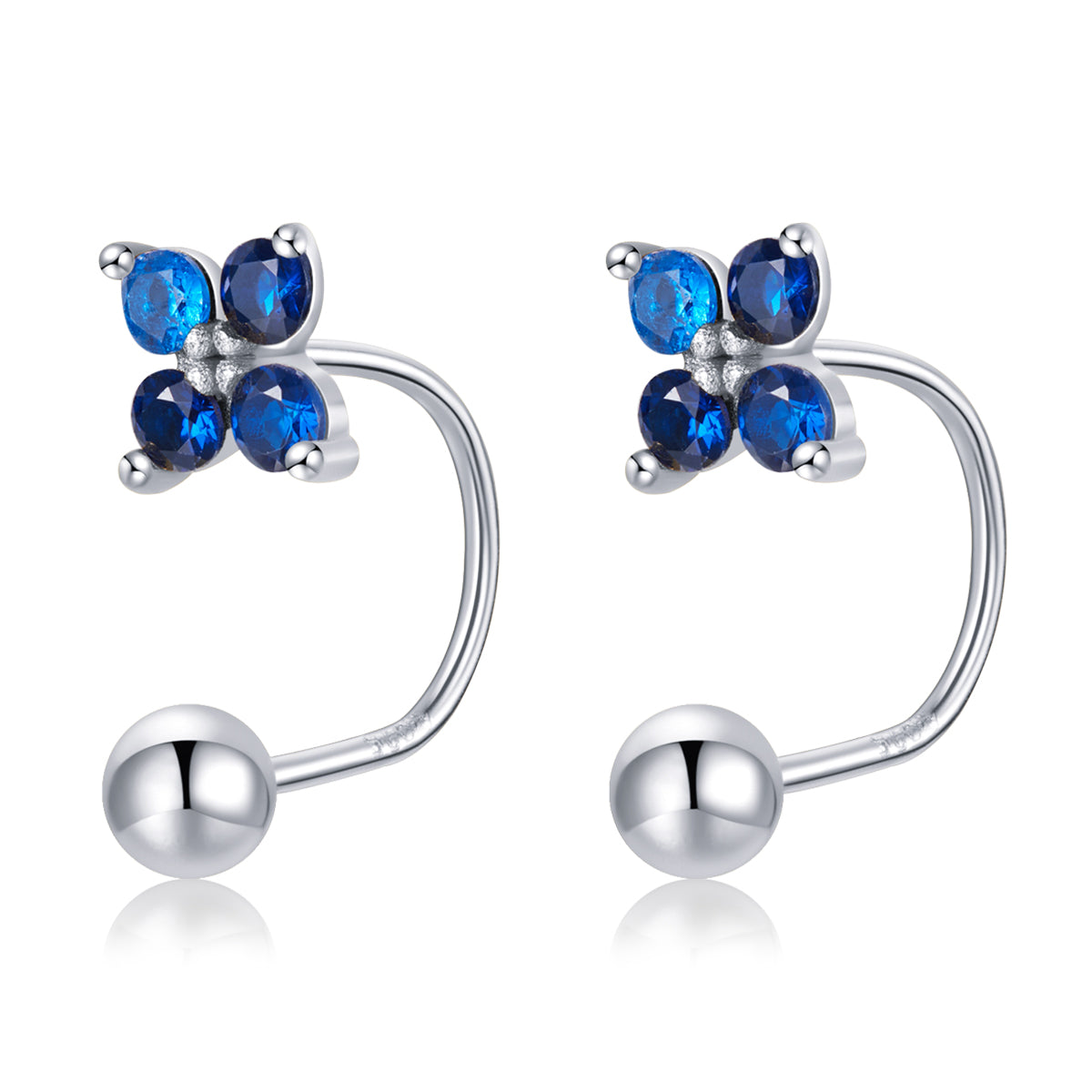 925 Sterling Silver Earrings with Pavé CZ & Platinum Plating for Women