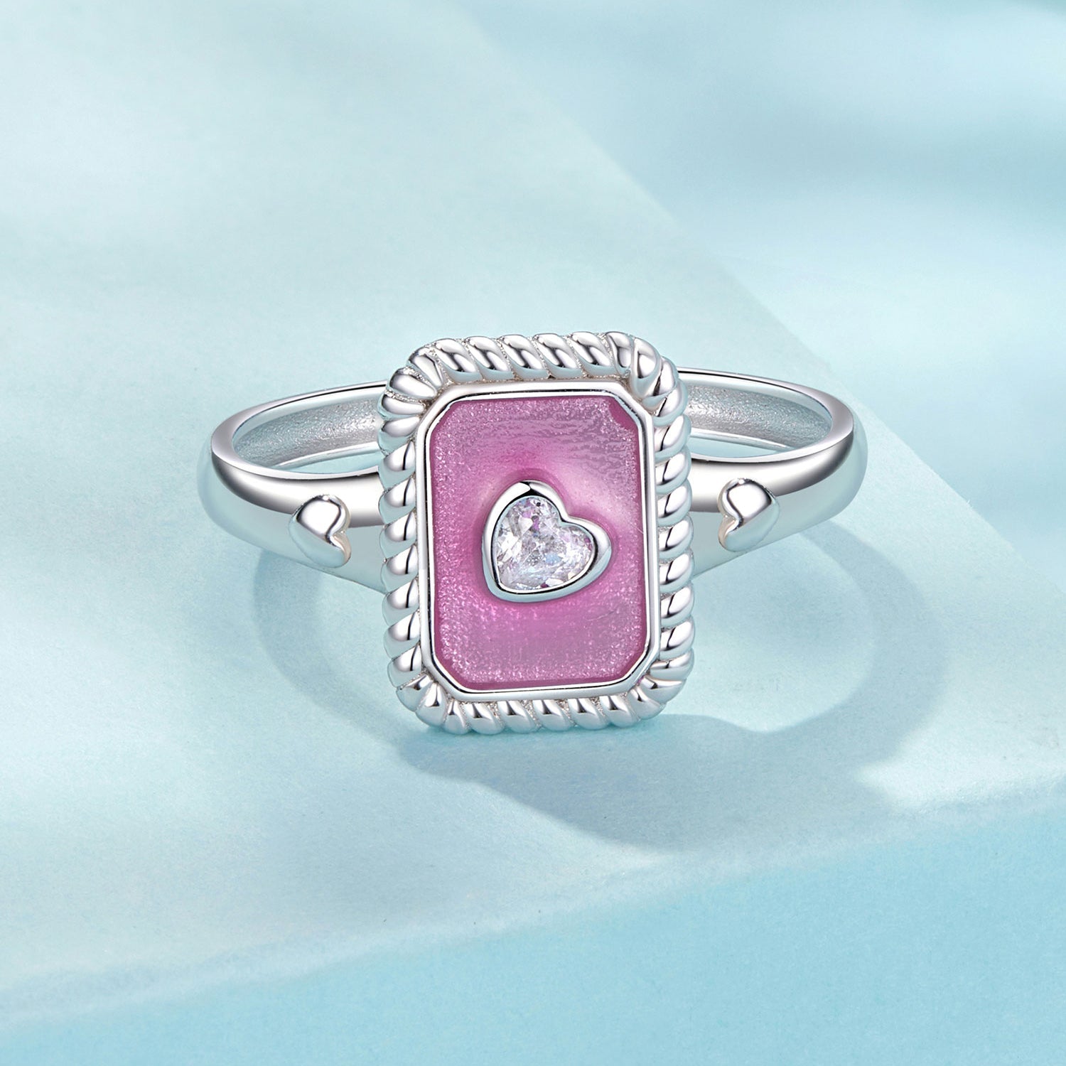 925 Sterling Silver Enamel Pavé Setting CZ Pendant 1.3x1.0cm for Women