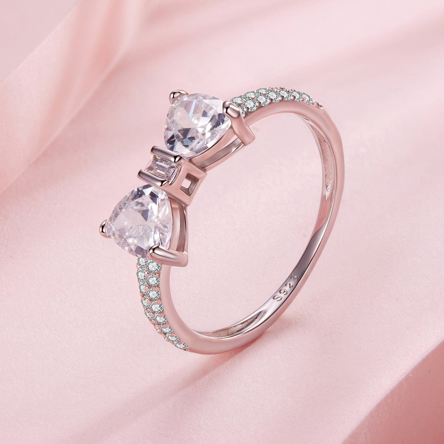 925 Sterling Silver White Gold Plated 1.2cm Pendant Ring Size 6 for Women