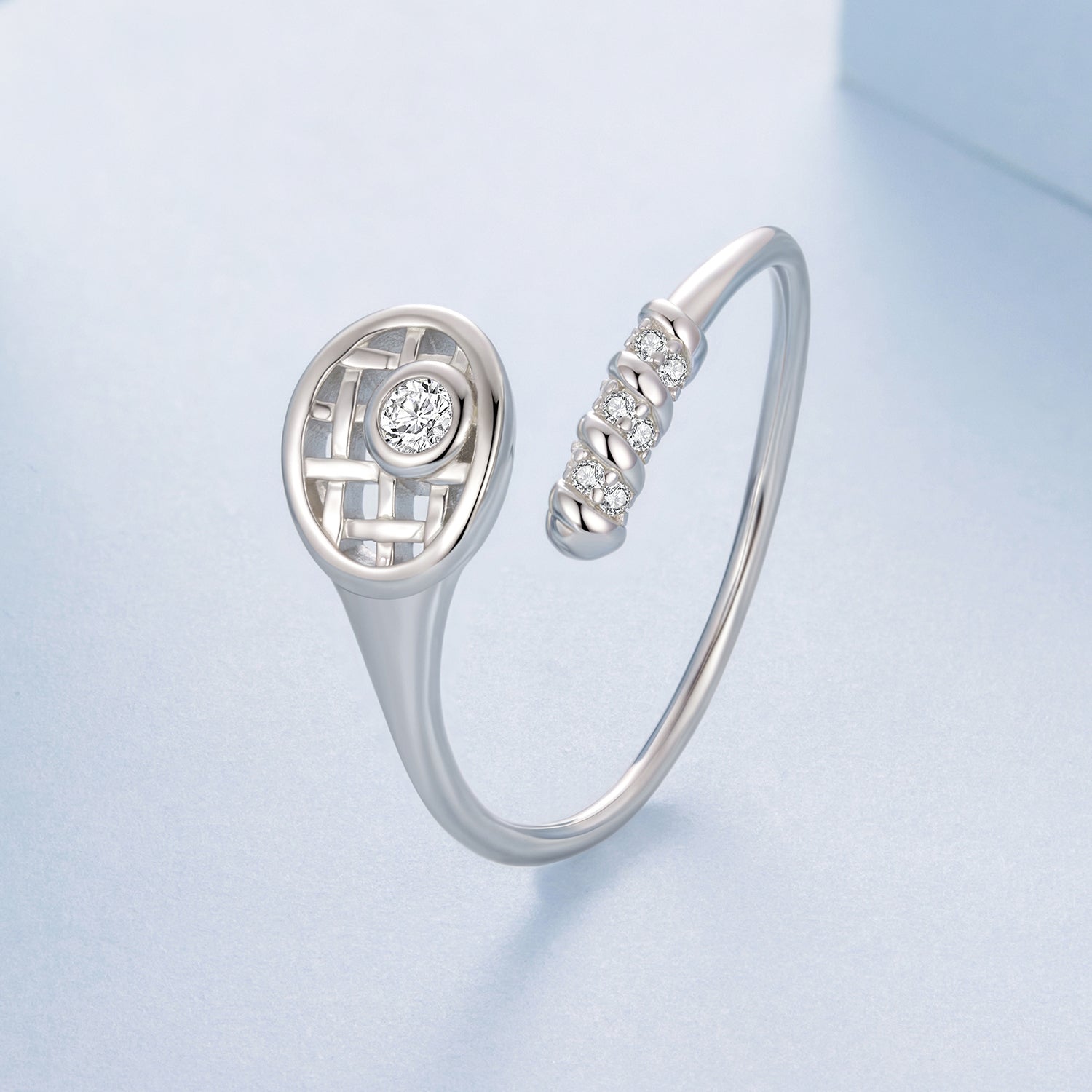 925 Sterling Silver Ring with Pavé Setting CZ, Width 0.11-0.72cm, for Women