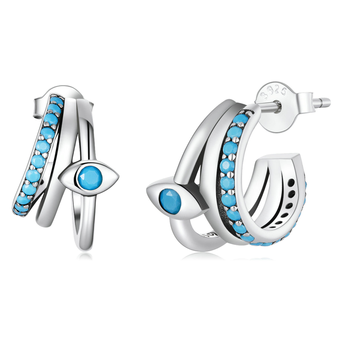 925 Sterling Silver High Quality Turquoise Earrings