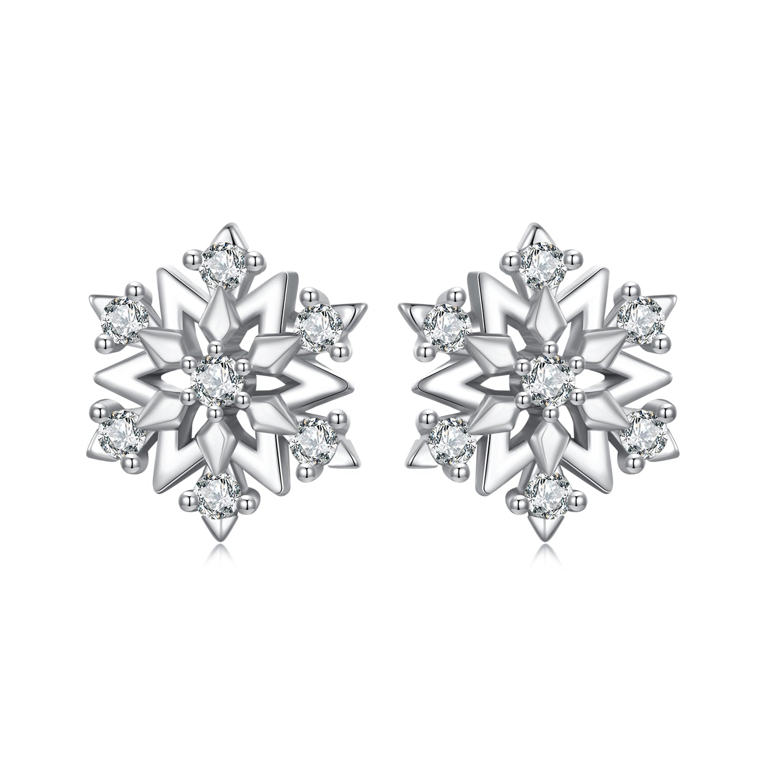 925 Sterling Silver Earrings with Pavé Setting CZ and White Gold Plating